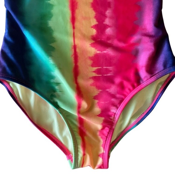 Cat And Jack Rainbow‎ Tie Dye Bathing Suit One Piece Size Large - Picture 3 of 7